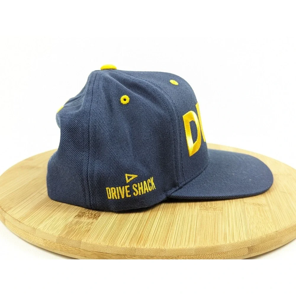 Drive Shack‎ Divot Snapback Hat Navy Yellow Embroidered Blue Yellow Adjustable